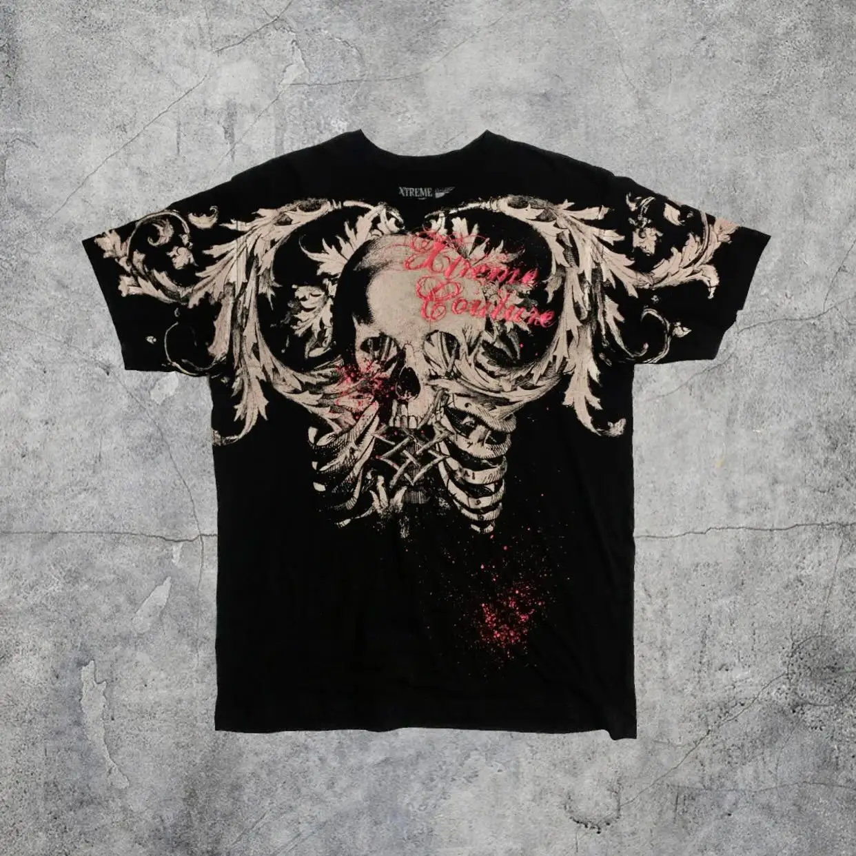 Affliction pattern T-shirt y2k tops men's pure cotton loose tops skull wings new fashion Harajuku trend style clothing - Image 4
