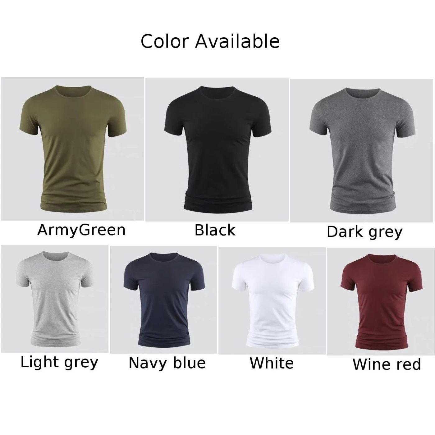 Men's Basic T-shirt Solid Color Short Sleeve Tee Summer Plain Casual Gym Muscle Crew Neck Slim Fit Tops T Shirts Male Clothing - Image 2