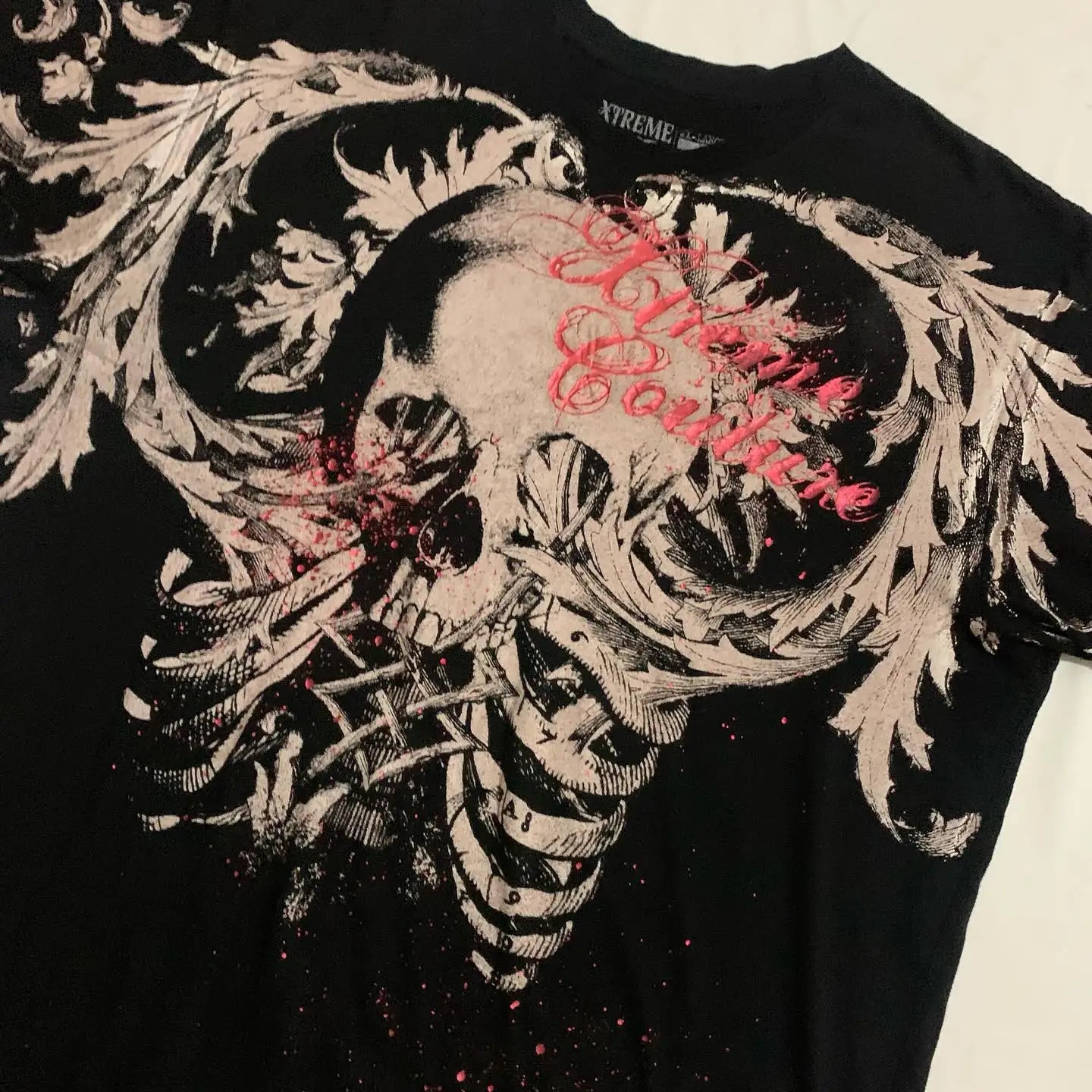 Affliction pattern T-shirt y2k tops men's pure cotton loose tops skull wings new fashion Harajuku trend style clothing - Image 3