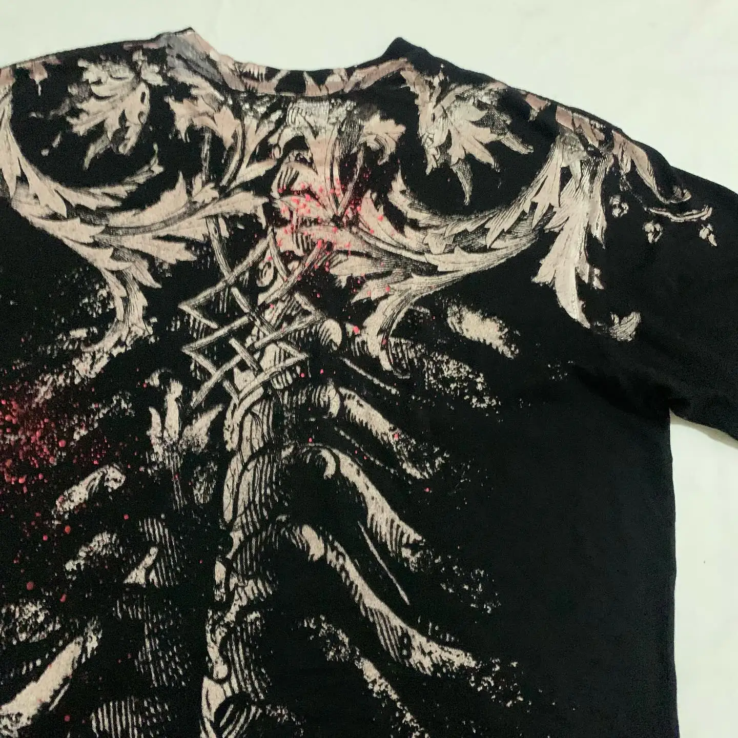 Affliction pattern T-shirt y2k tops men's pure cotton loose tops skull wings new fashion Harajuku trend style clothing - Image 2